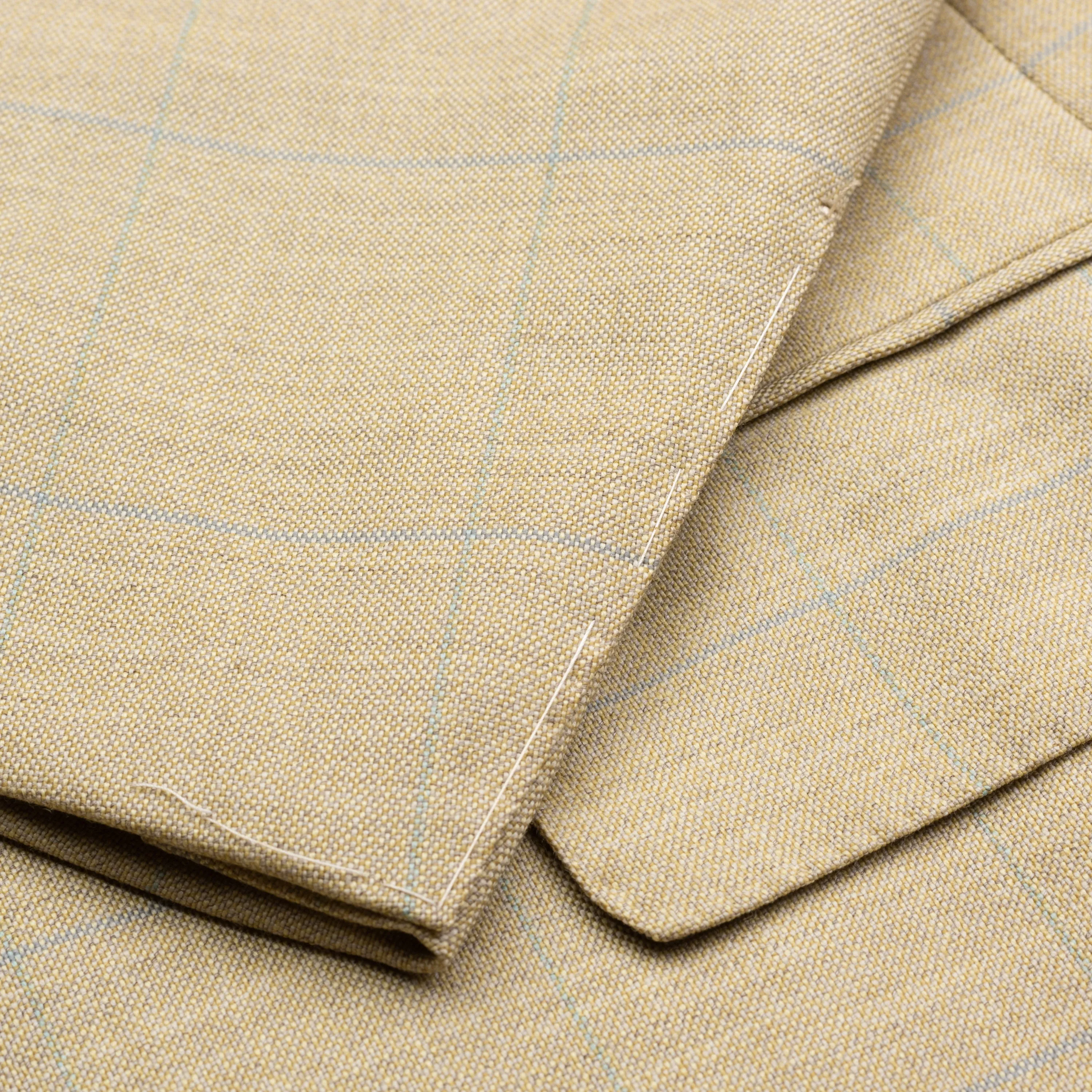 CASTANGIA Tan Windowpane Australian Merino Wool Super 100's Jacket 48 NEW 38