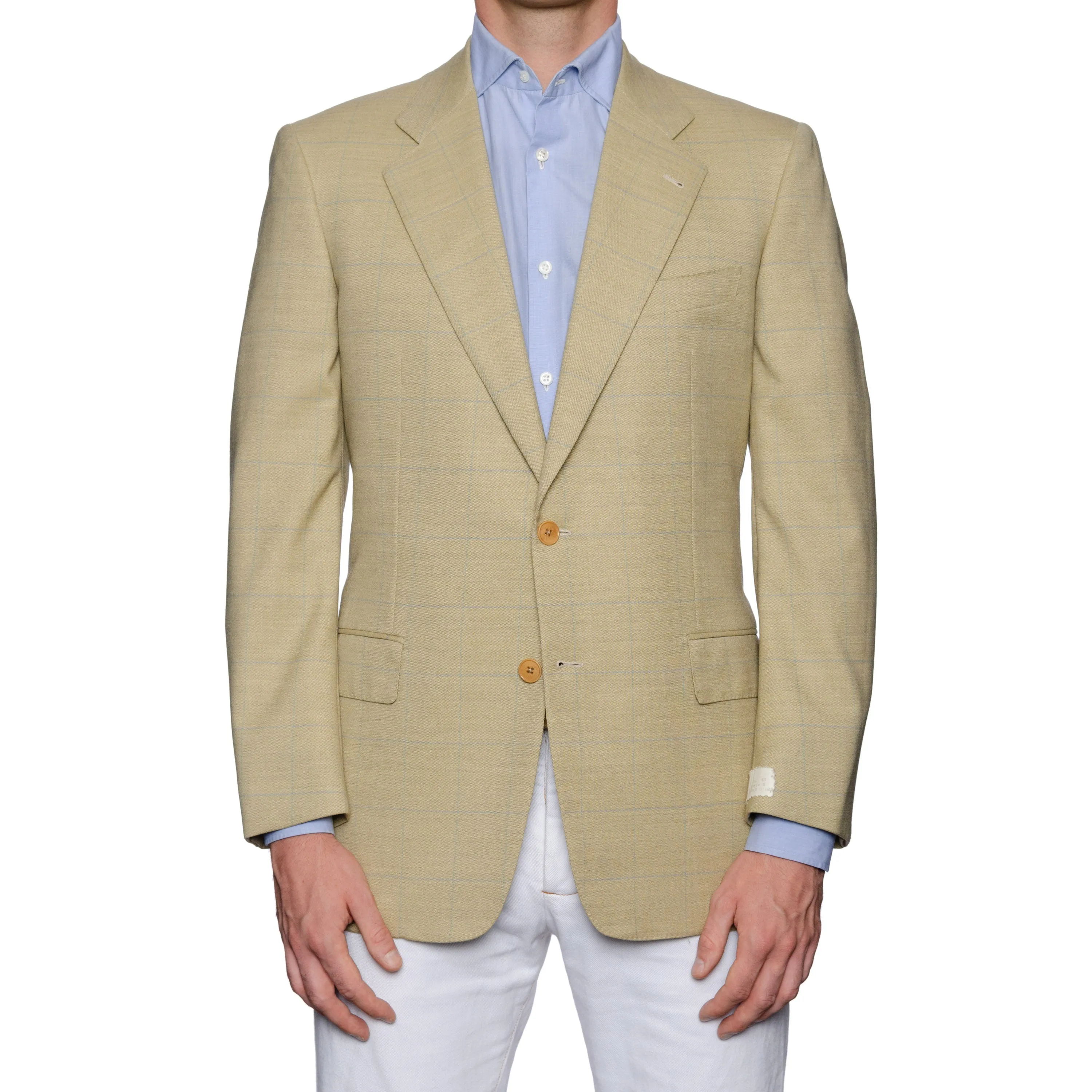 CASTANGIA Tan Windowpane Australian Merino Wool Super 100's Jacket 48 NEW 38