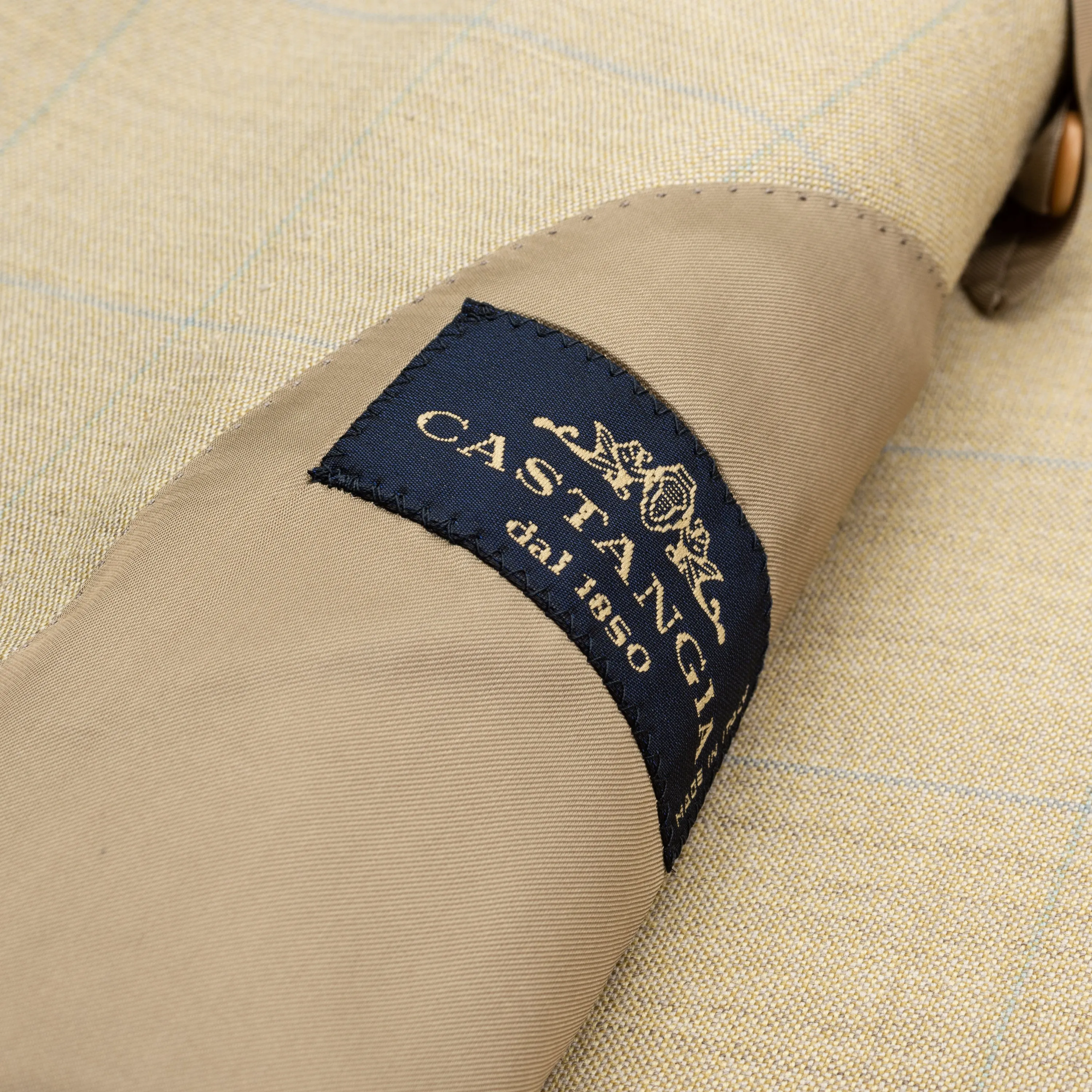 CASTANGIA Tan Windowpane Australian Merino Wool Super 100's Jacket 48 NEW 38
