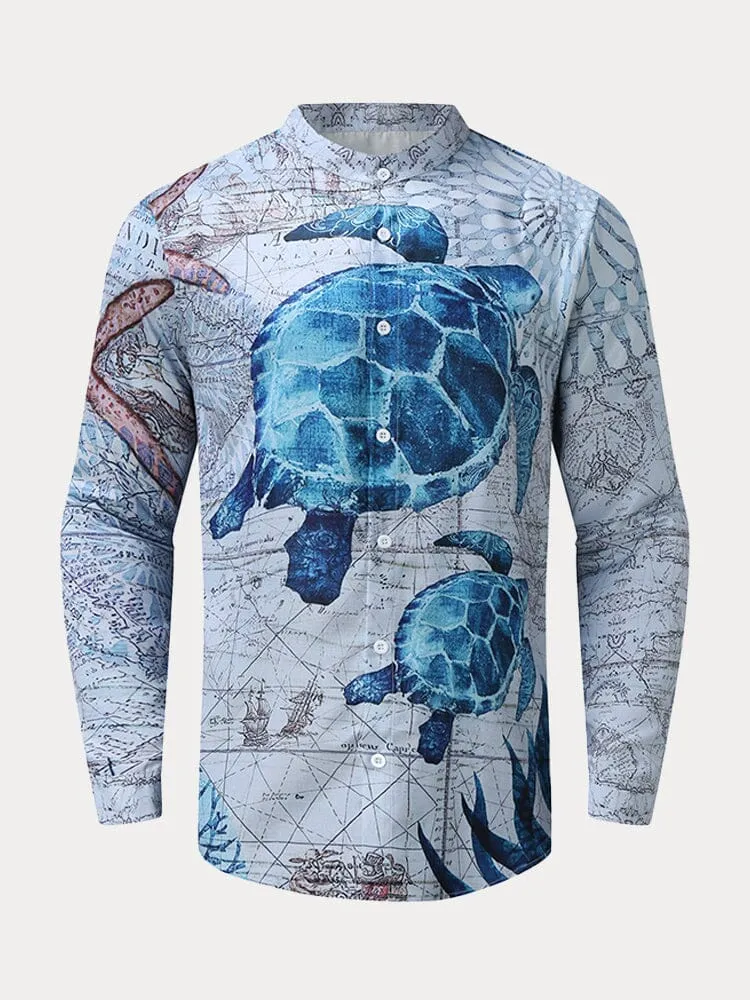 Casual Round Neck Printed Long Sleeve Shirt