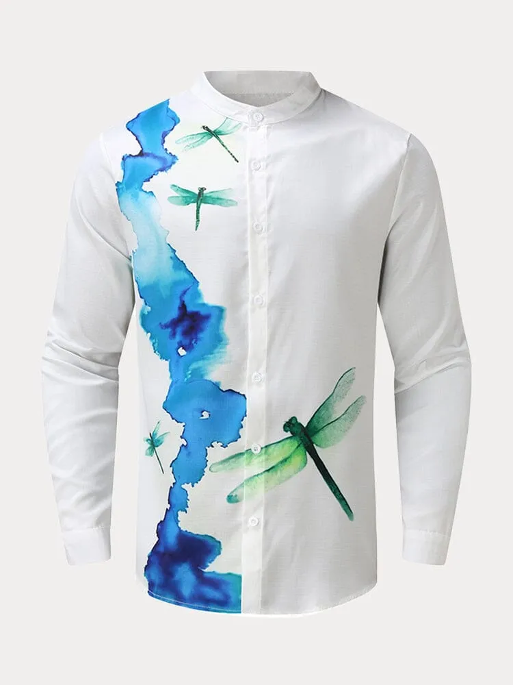Casual Round Neck Printed Long Sleeve Shirt