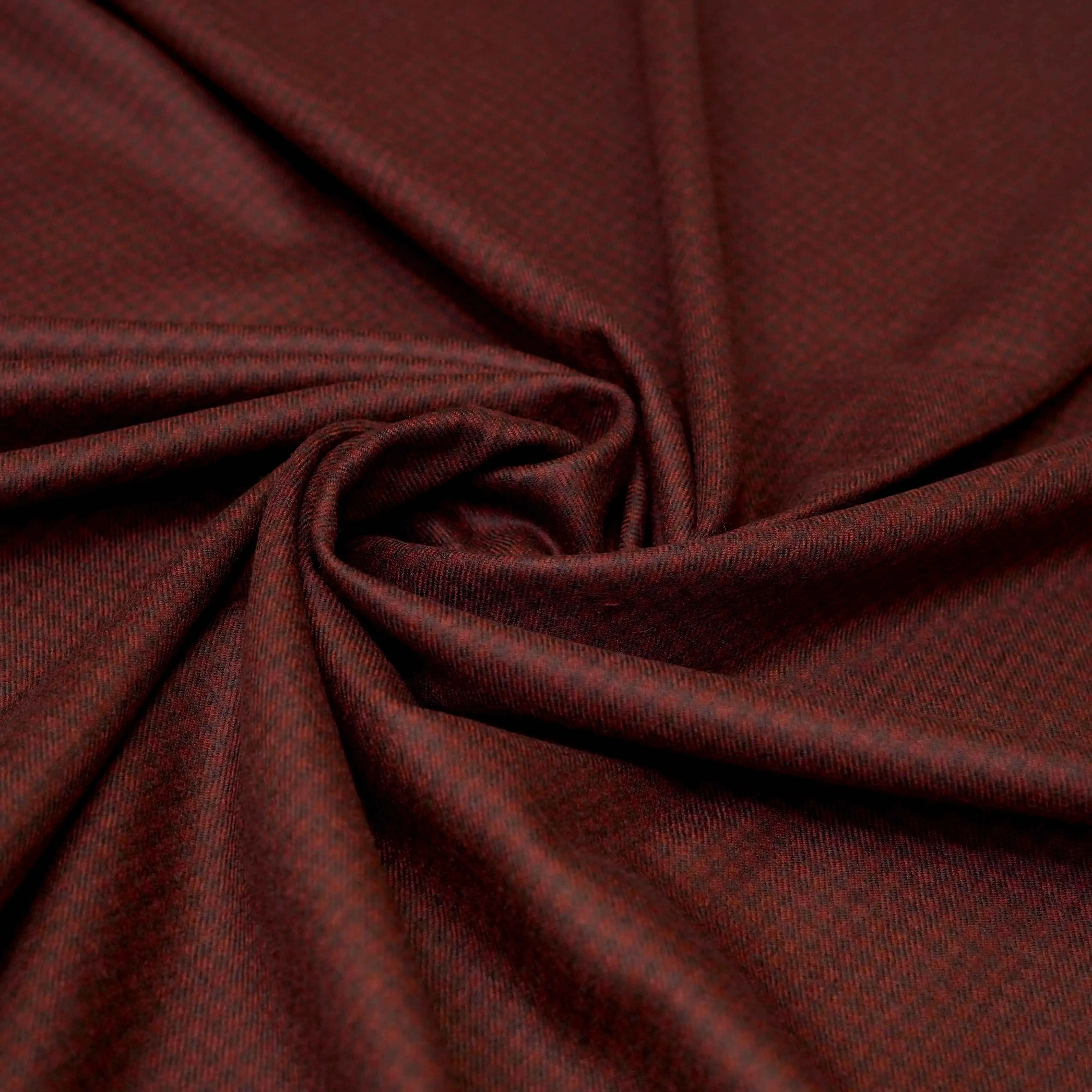 Cherry Red Houndstooth Wool Rich, Worsted Tweed Blazer Fabric