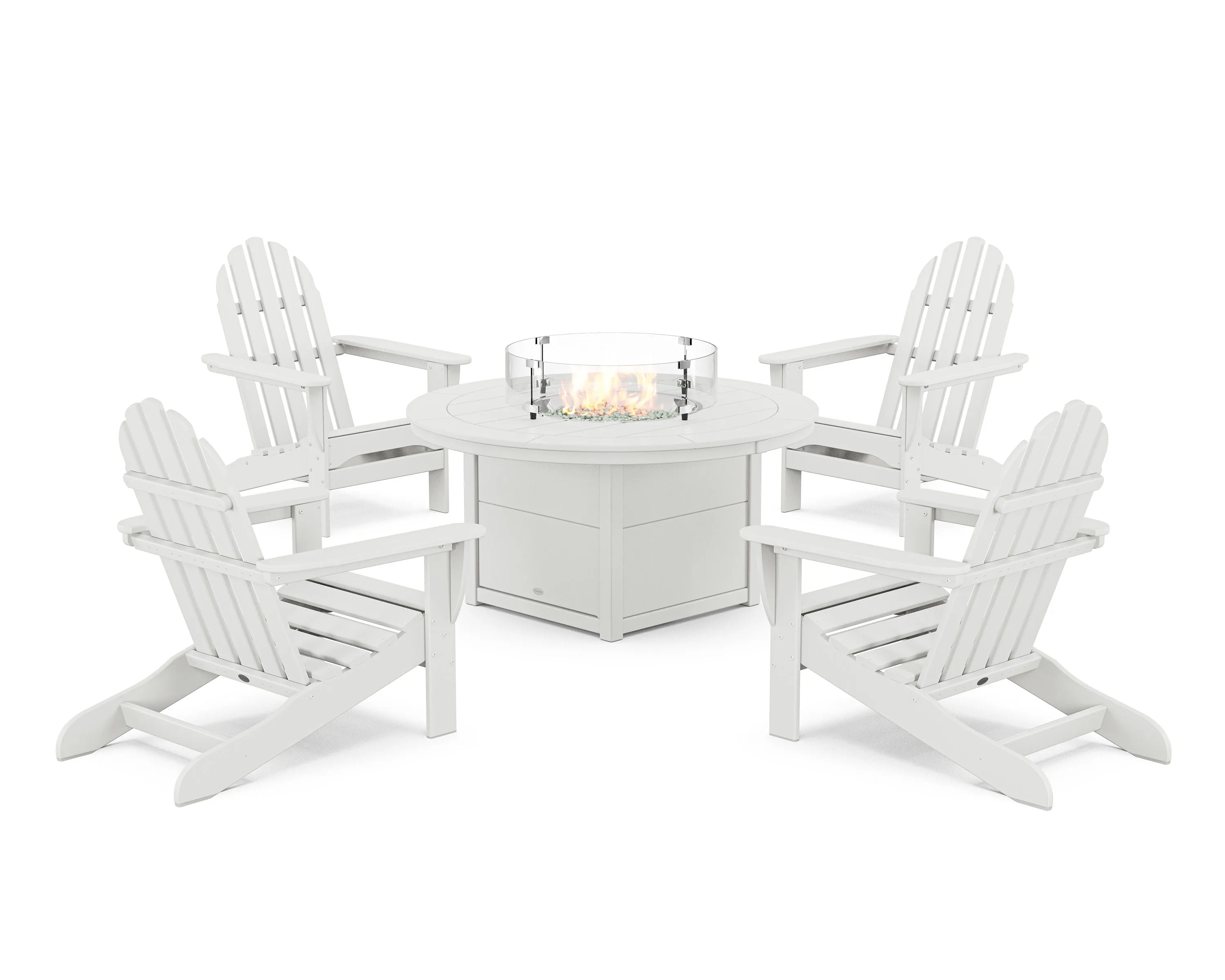 Classic Adirondack 5-Piece Conversation Set with Fire Pit Table