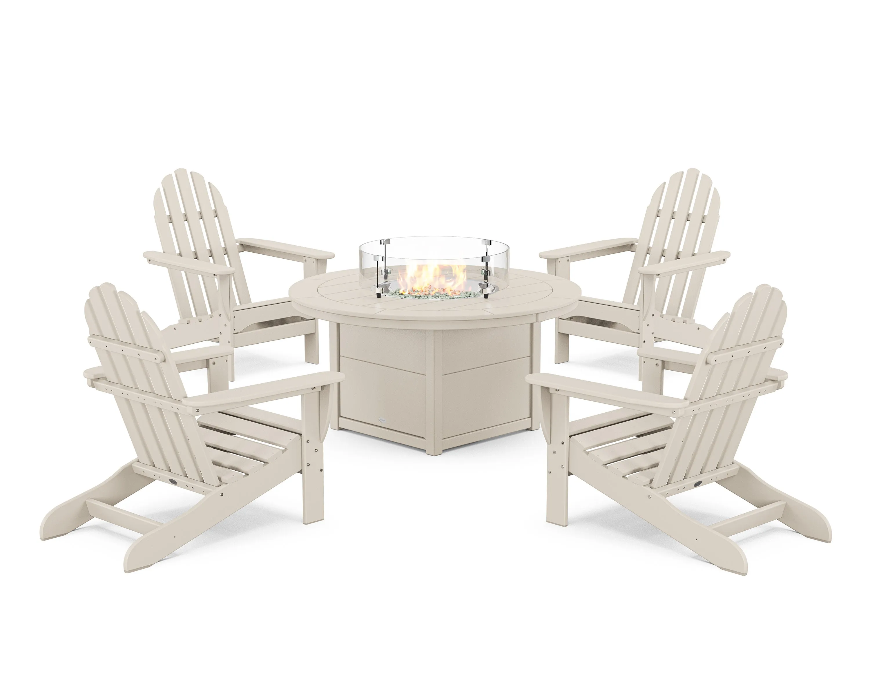 Classic Adirondack 5-Piece Conversation Set with Fire Pit Table