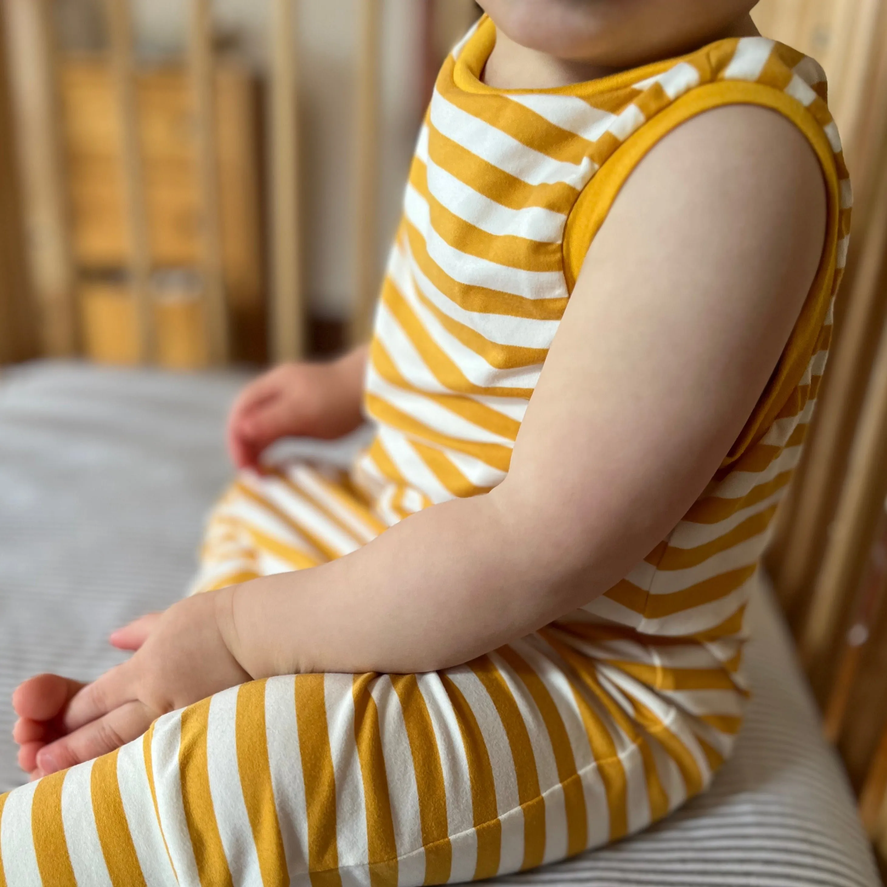 Cropped Mustard Stripe Romper