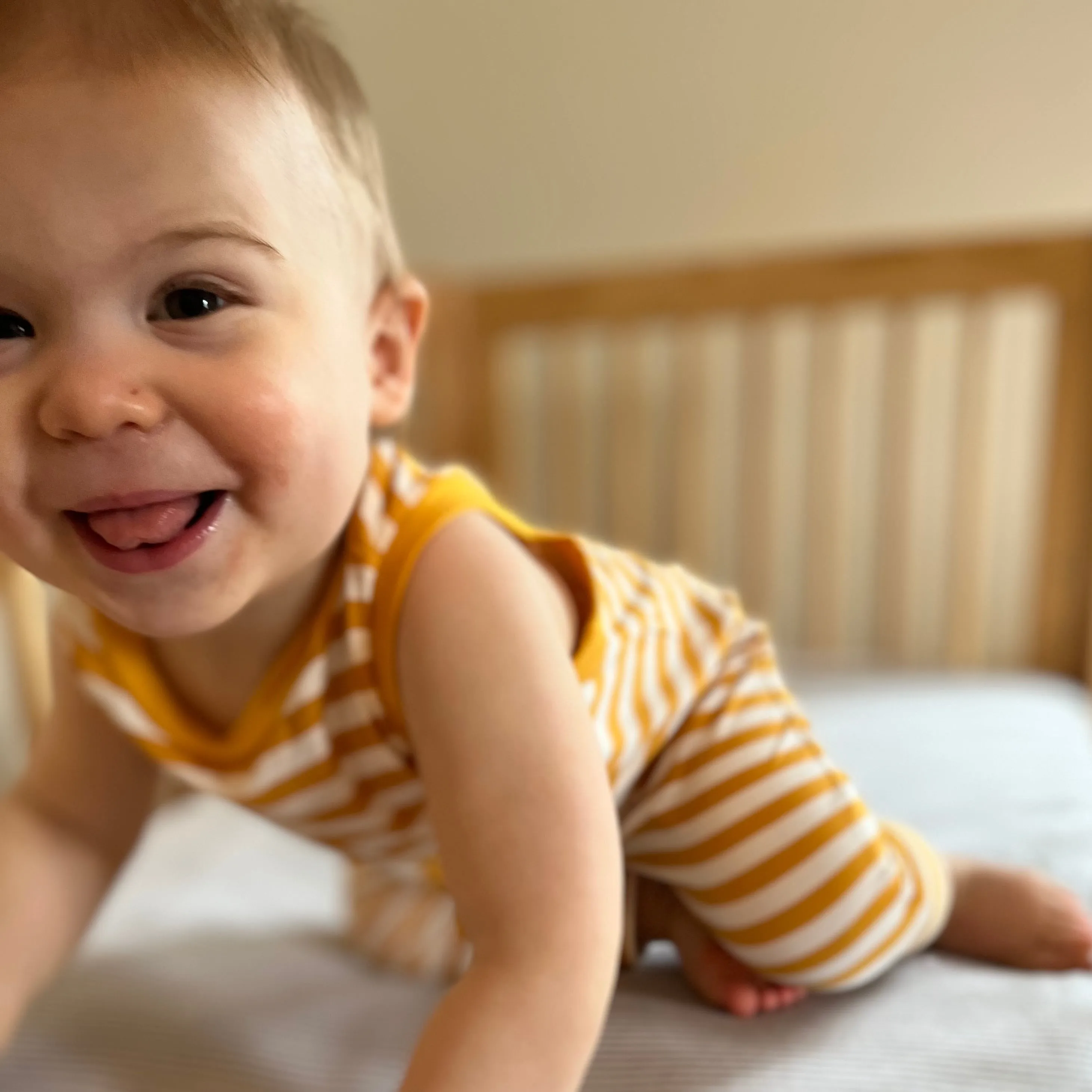 Cropped Mustard Stripe Romper