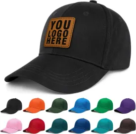 Custom Hat Personalized Leather Patch Hat Men Women Custom Text Logo or Photo 100% Cotton Baseball Cap Laser Engraved
