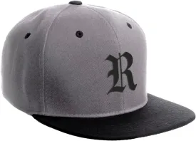 Daxton Classic Snapback Hat Old English Black Font Alphabet A to Z Flat Bill Visor Cap