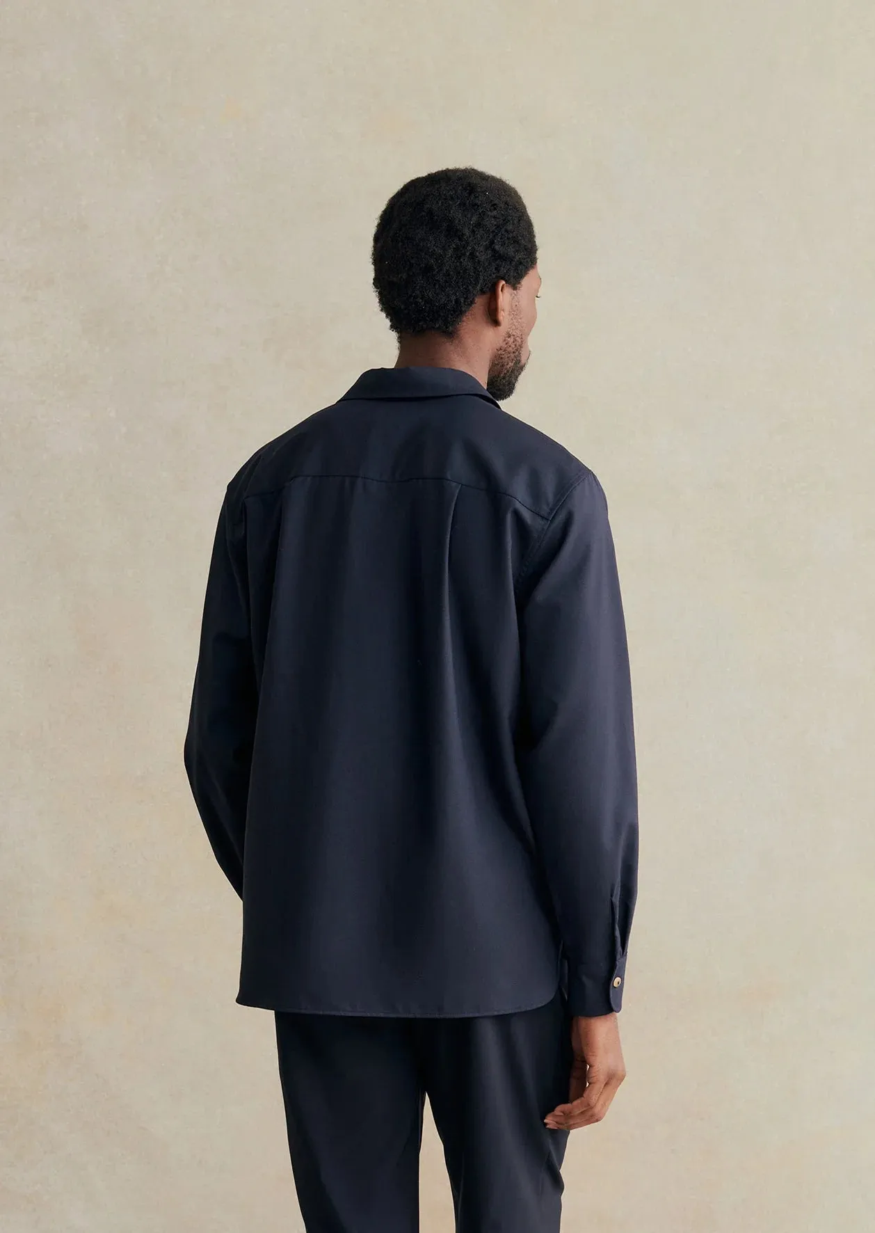 De Bonne Facture Two Pocket Overshirt Cold Wool / Navy