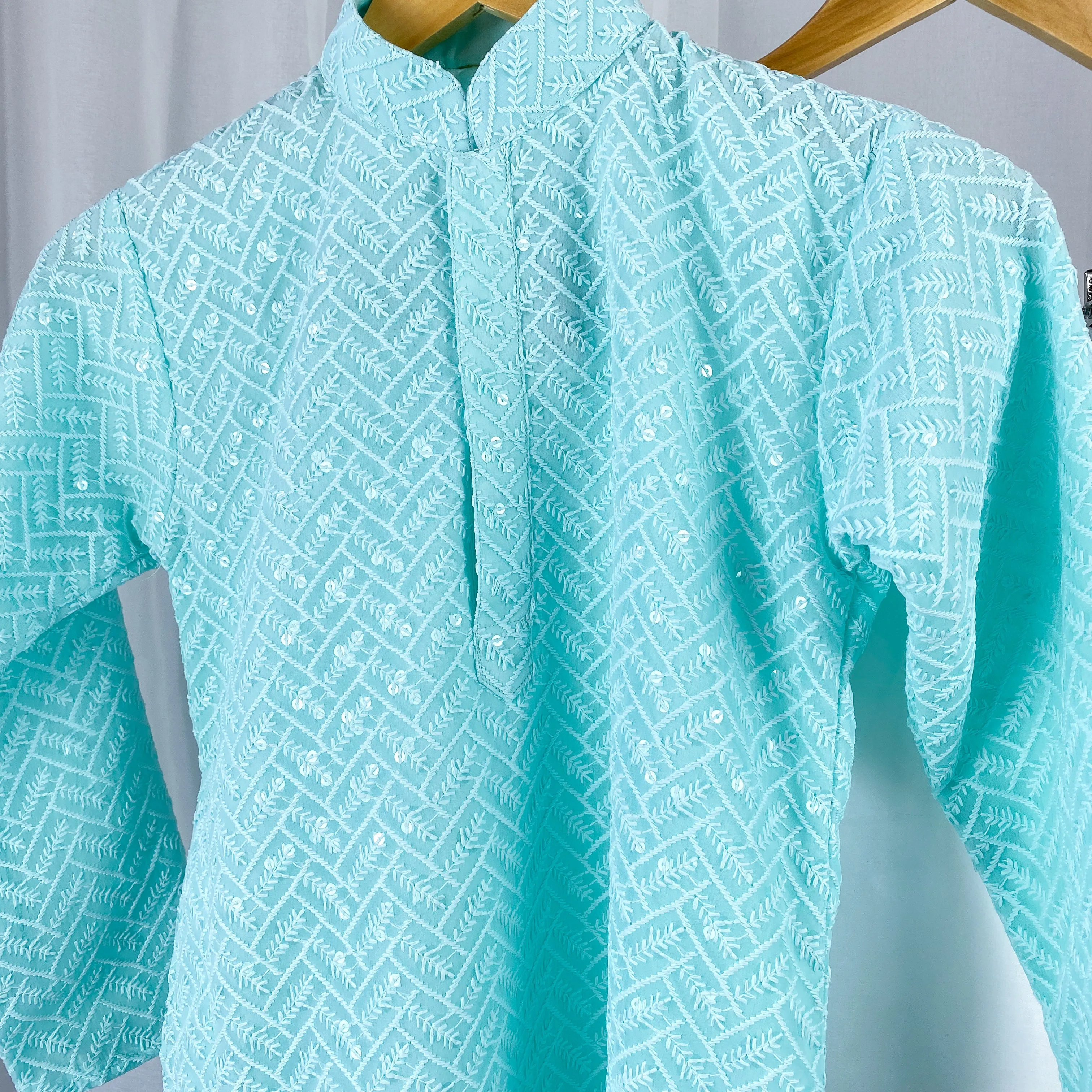 DHIR - Pastel Aqua Blue Georgette Kurta Pajama