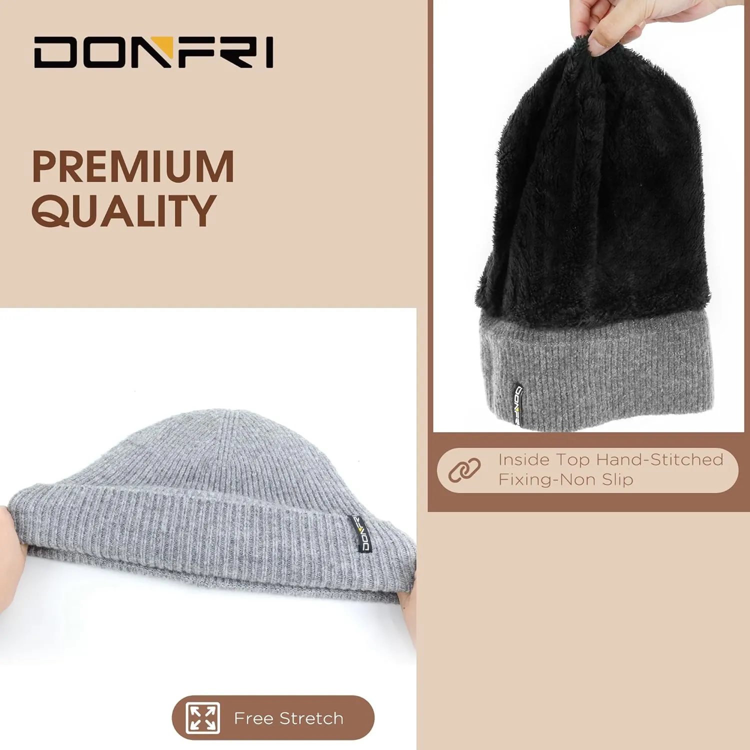 Donfri Wool Winter Beanie Hats Men Women Beanie Super Soft Warm for Winter Skull Knit Beanie Gift