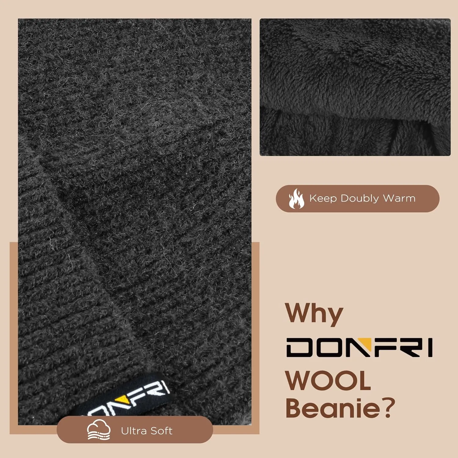 Donfri Wool Winter Beanie Hats Men Women Beanie Super Soft Warm for Winter Skull Knit Beanie Gift