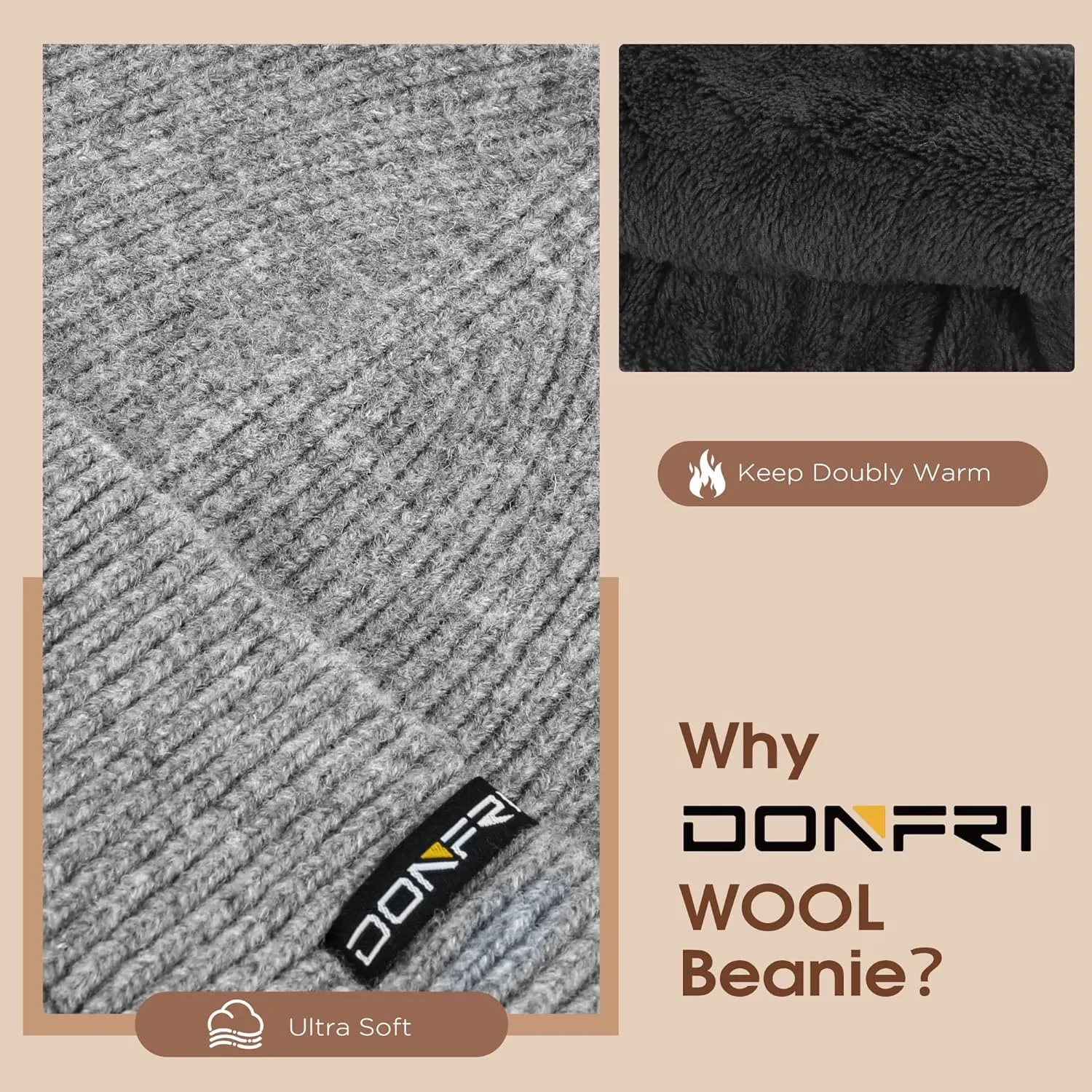 Donfri Wool Winter Beanie Hats Men Women Beanie Super Soft Warm for Winter Skull Knit Beanie Gift