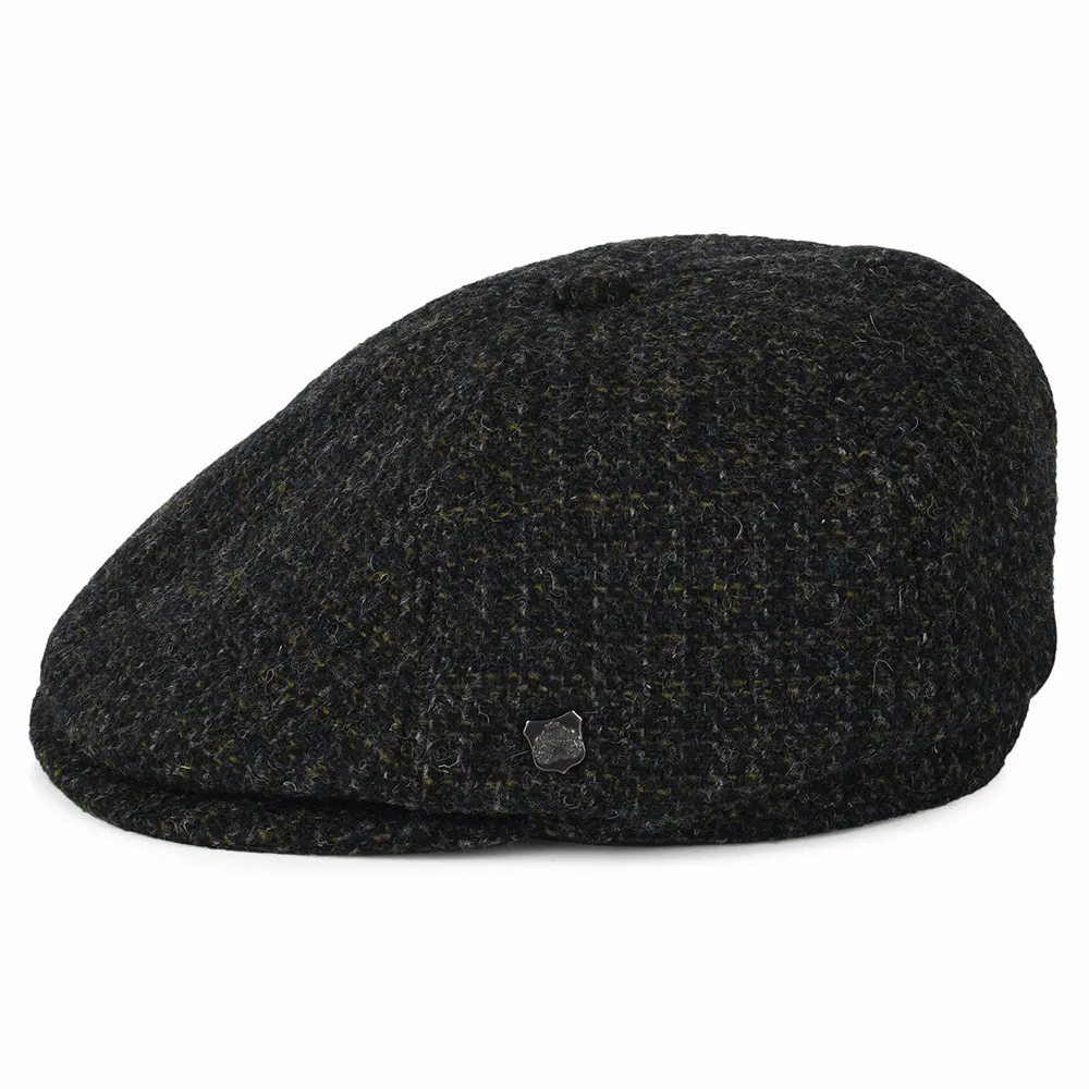 Failsworth Hats Harris Tweed Checked Hudson Newsboy Cap - Charcoal