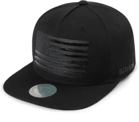 FLIPPER 3D Glossy American Flag Snapback Hat  Flat Brim Adjustable Baseball Cap for Men & Women, Patriotic USA Trucker Hat