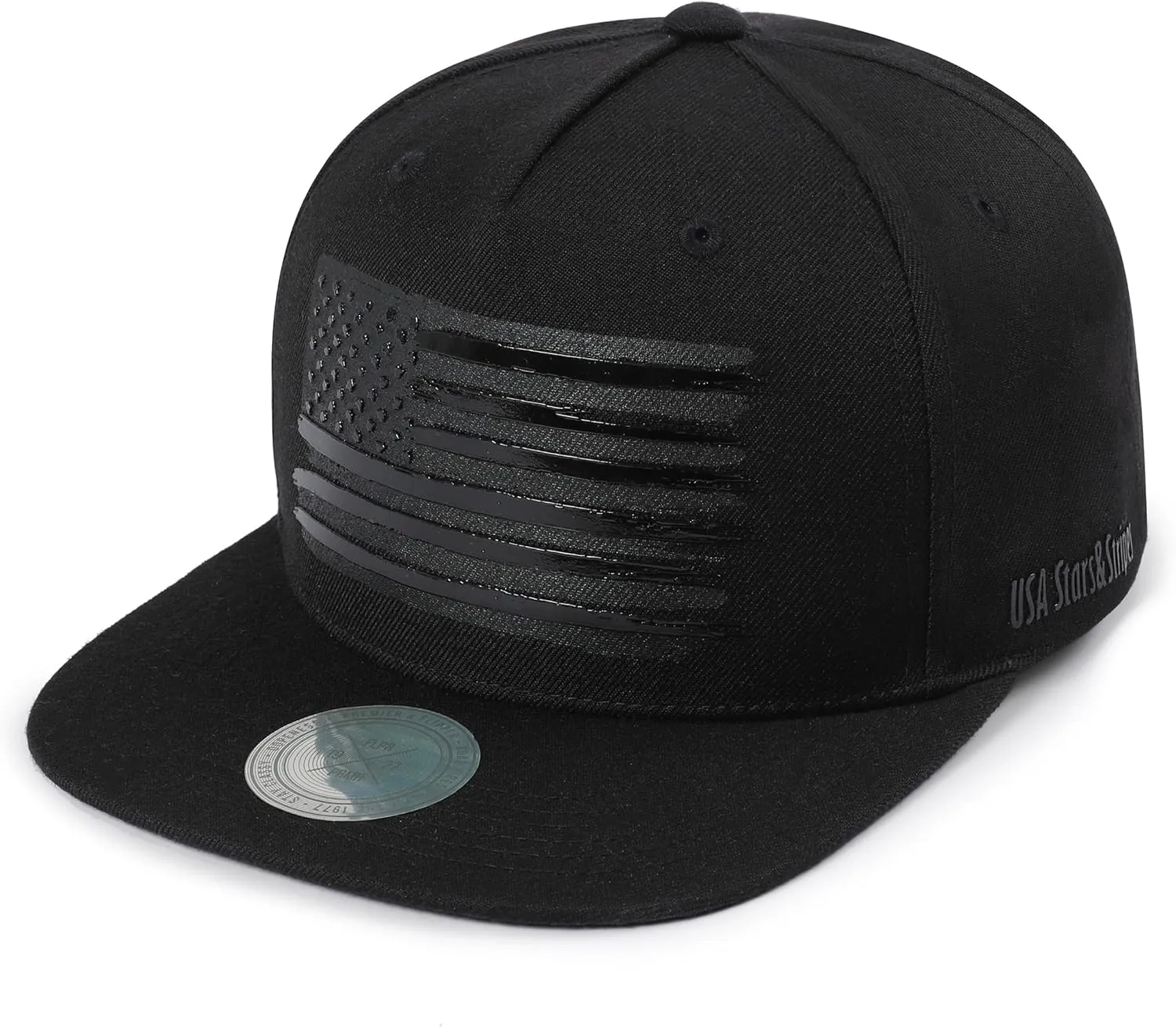FLIPPER 3D Glossy American Flag Snapback Hat  Flat Brim Adjustable Baseball Cap for Men & Women, Patriotic USA Trucker Hat