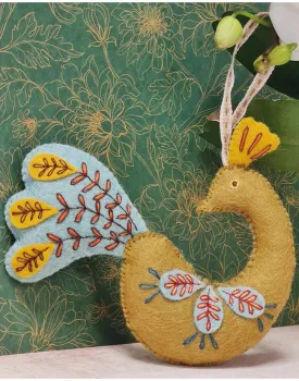 Folk Peacock Embroidered Felt Craft Kit, Corinne Lapierre