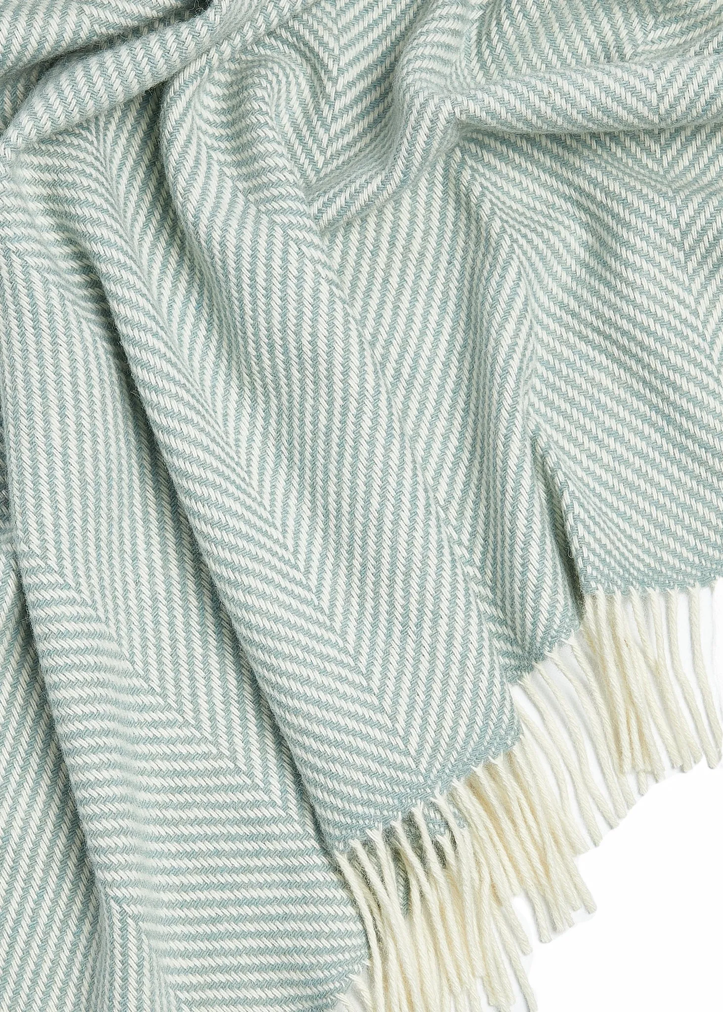 Foxford Aqua Giant Herringbone Merino Throw