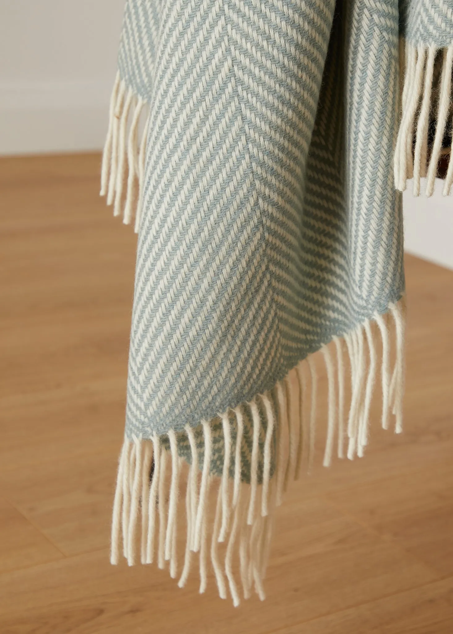 Foxford Aqua Giant Herringbone Merino Throw