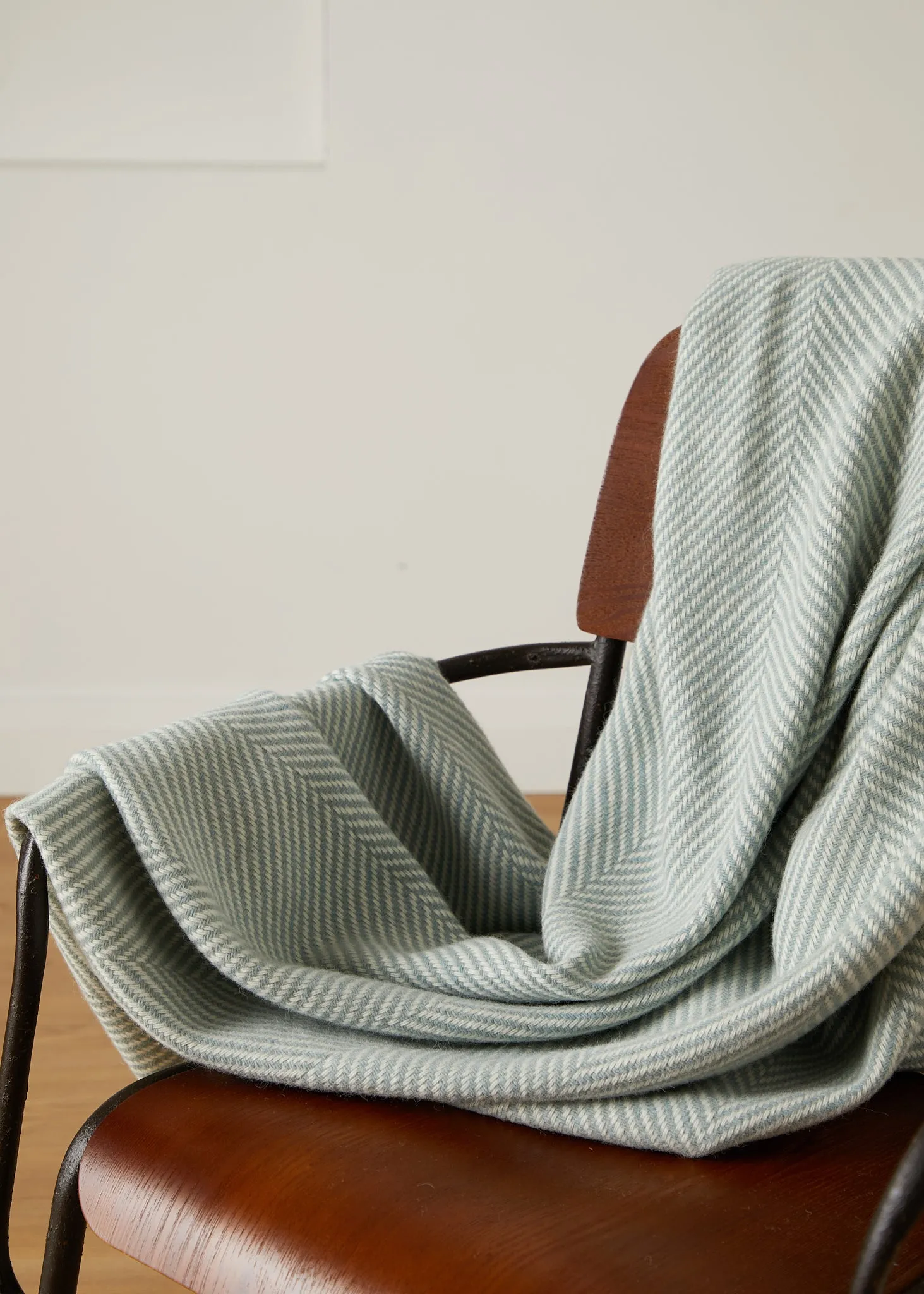 Foxford Aqua Giant Herringbone Merino Throw
