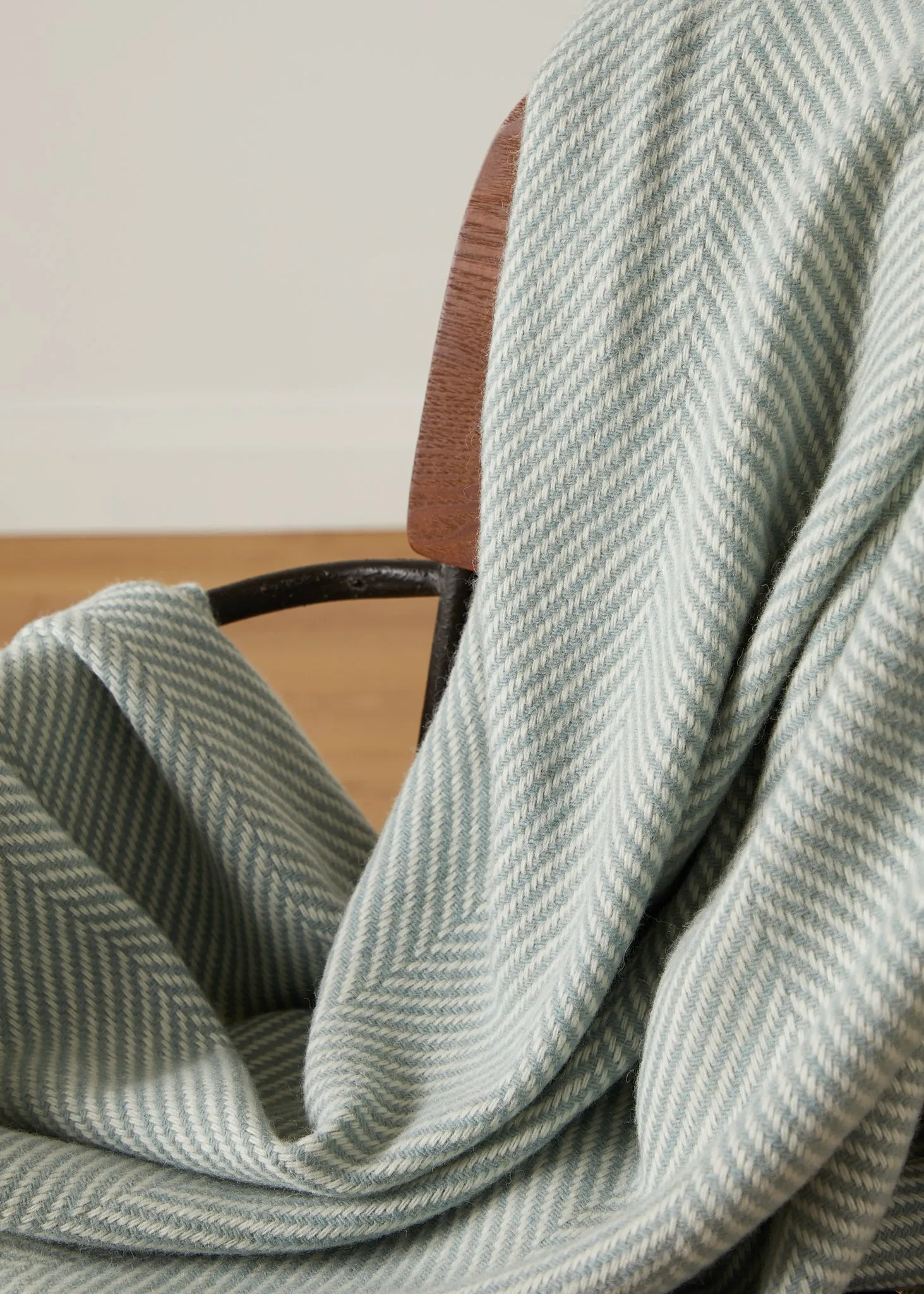 Foxford Aqua Giant Herringbone Merino Throw