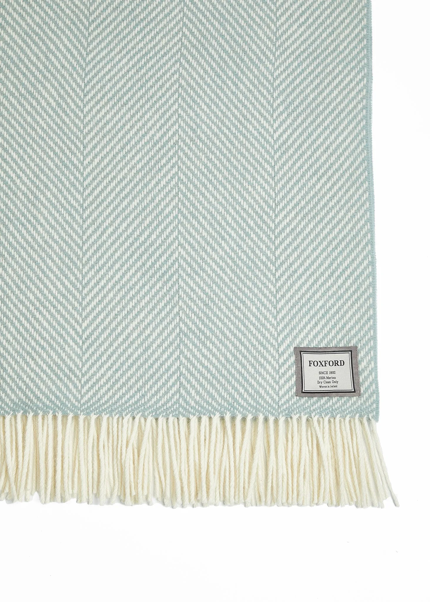 Foxford Aqua Giant Herringbone Merino Throw