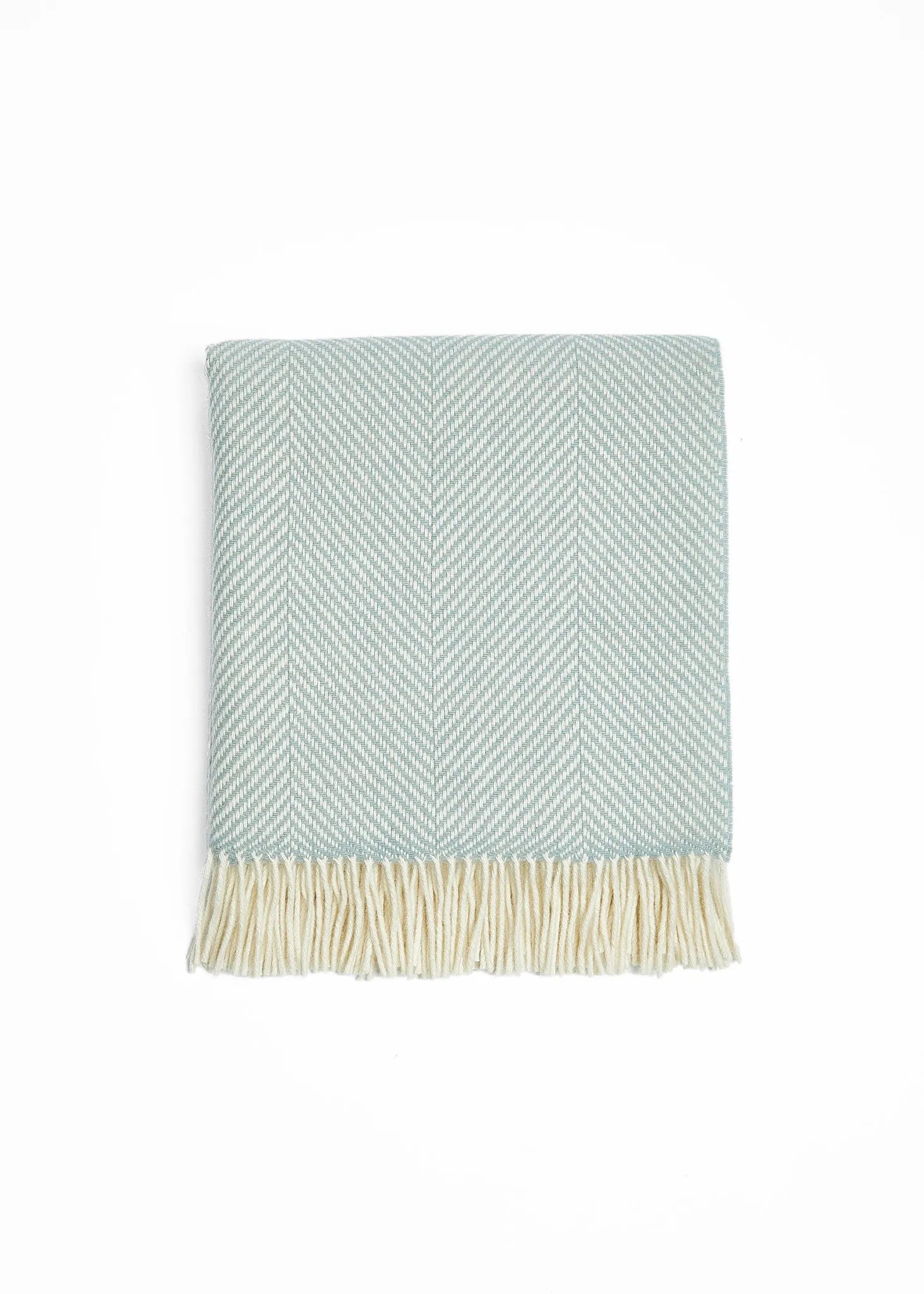 Foxford Aqua Giant Herringbone Merino Throw