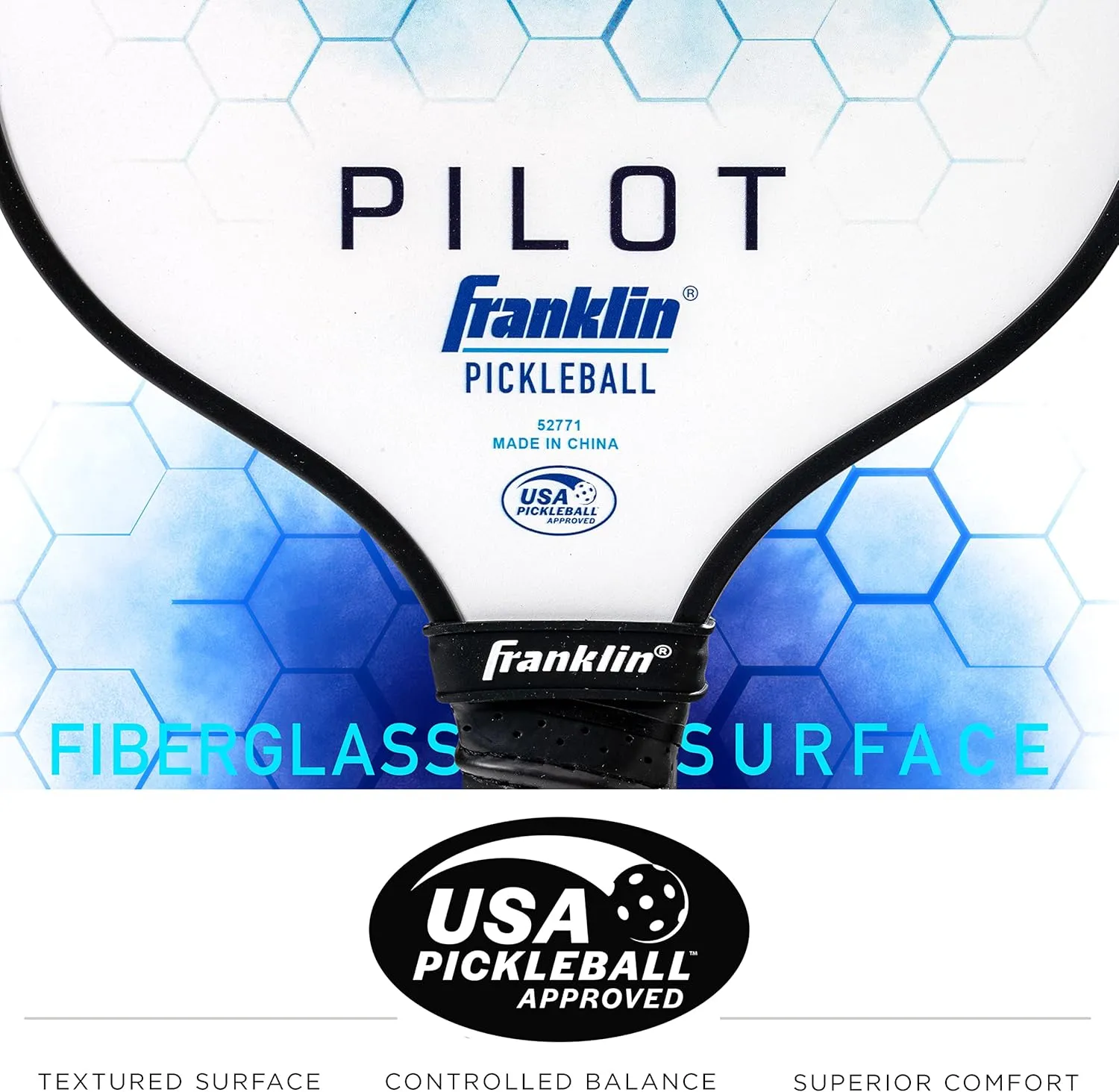 Franklin Sports Pickleball Paddle - Pilot Polypropylene Core Pickleball Racket - Official USA Pickleball (USAPA) Approved Pickleball Paddle - Lightweight Pro Racket - 10mm Thick Core