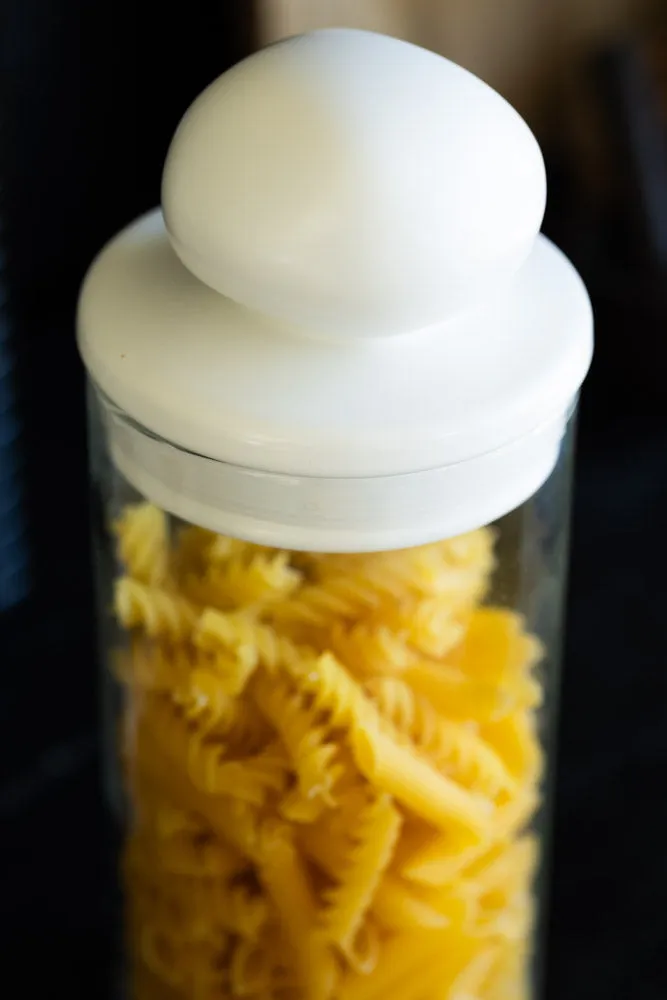 Glass Storage Jar With White Ceramic Lid - Tall