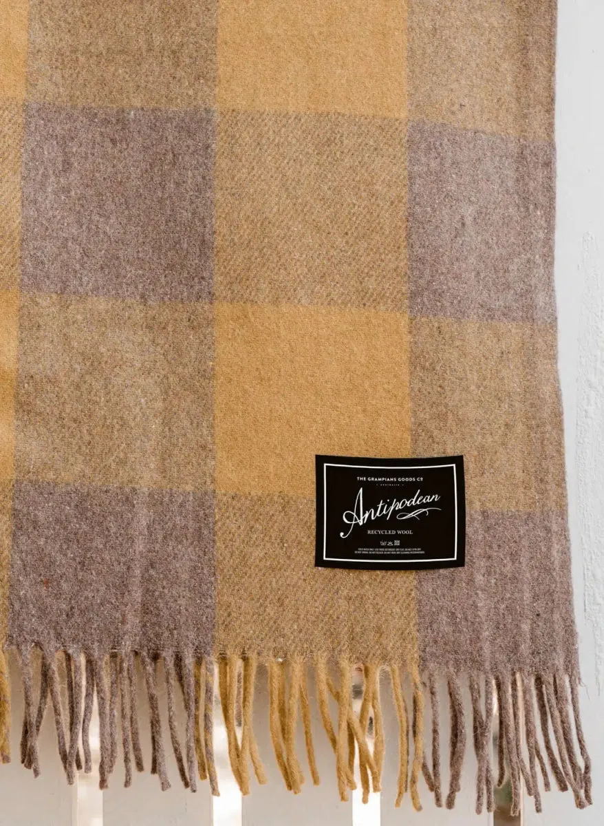 Grampians Goods Co |  Recycled Wool Picnic Check Blankets - Wattleseed