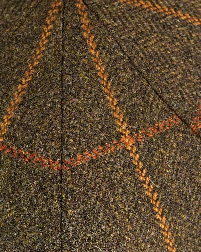 Green With Large Gold Check Wool Toni Cap