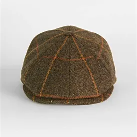 Green With Large Gold Check Wool Toni Cap