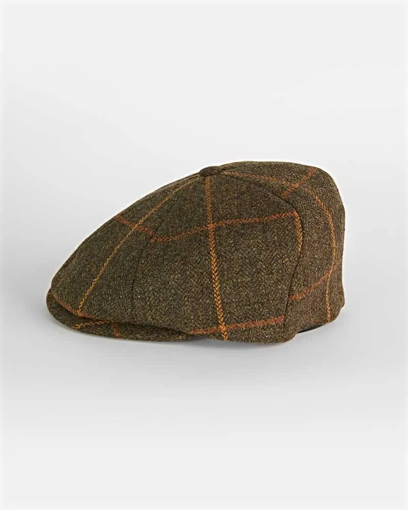 Green With Large Gold Check Wool Toni Cap