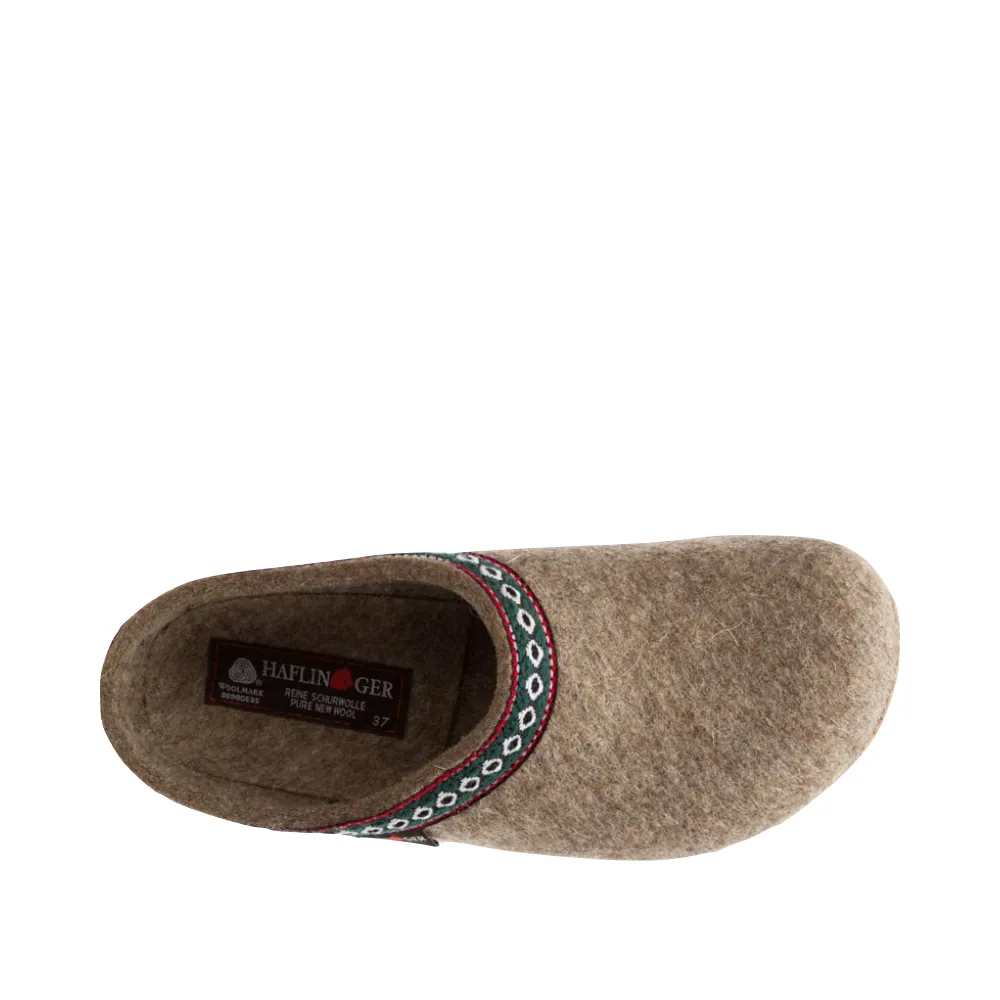 Haflinger Women's GZ Wool Clog in Earth Taupe