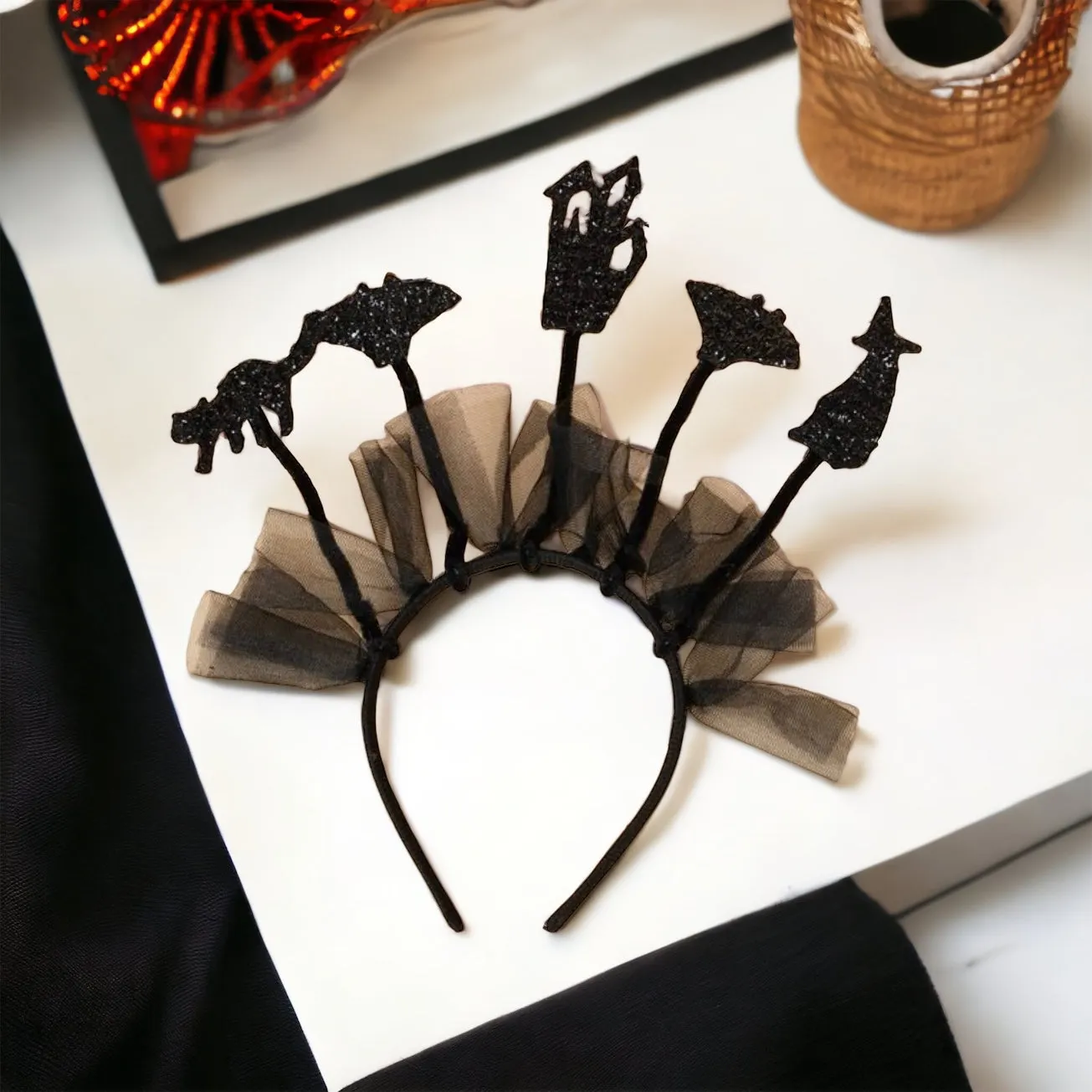 Halloween Headband - Glitter Headband, Tinsel Headpiece, Star Headpiece, Halloween Party, NYE Headband, Celestial Headpiece