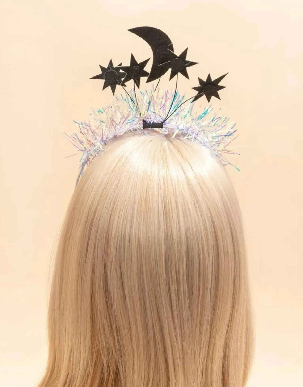 Halloween Headband - Glitter Headband, Tinsel Headpiece, Star Headpiece, Halloween Party, NYE Headband, Celestial Headpiece