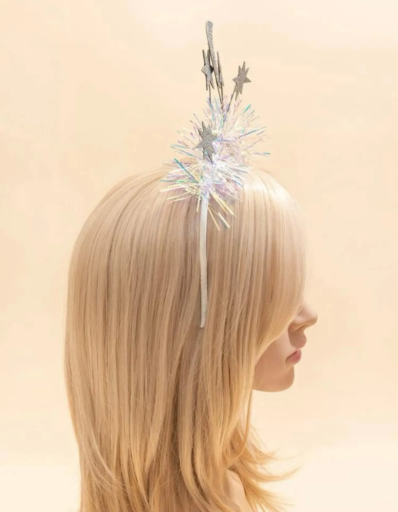 Halloween Headband - Glitter Headband, Tinsel Headpiece, Star Headpiece, Halloween Party, NYE Headband, Celestial Headpiece