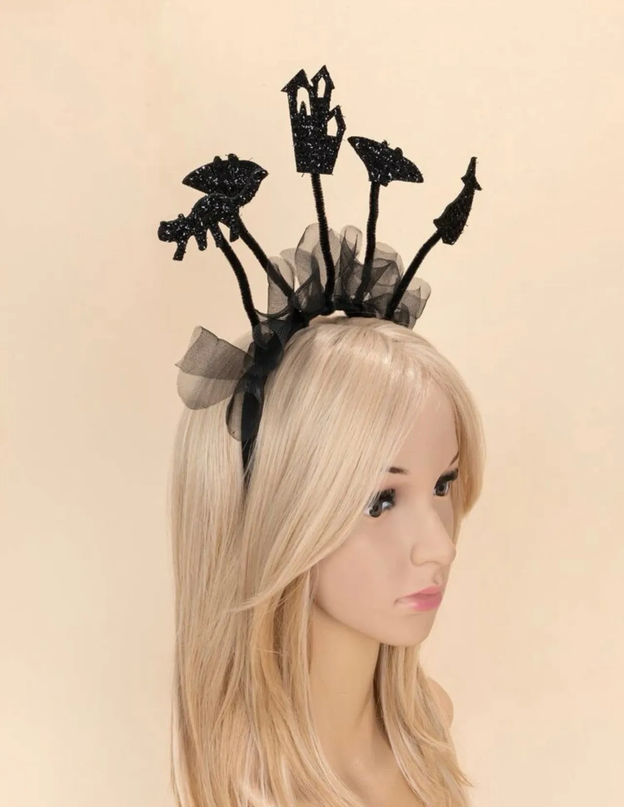 Halloween Headband - Glitter Headband, Tinsel Headpiece, Star Headpiece, Halloween Party, NYE Headband, Celestial Headpiece