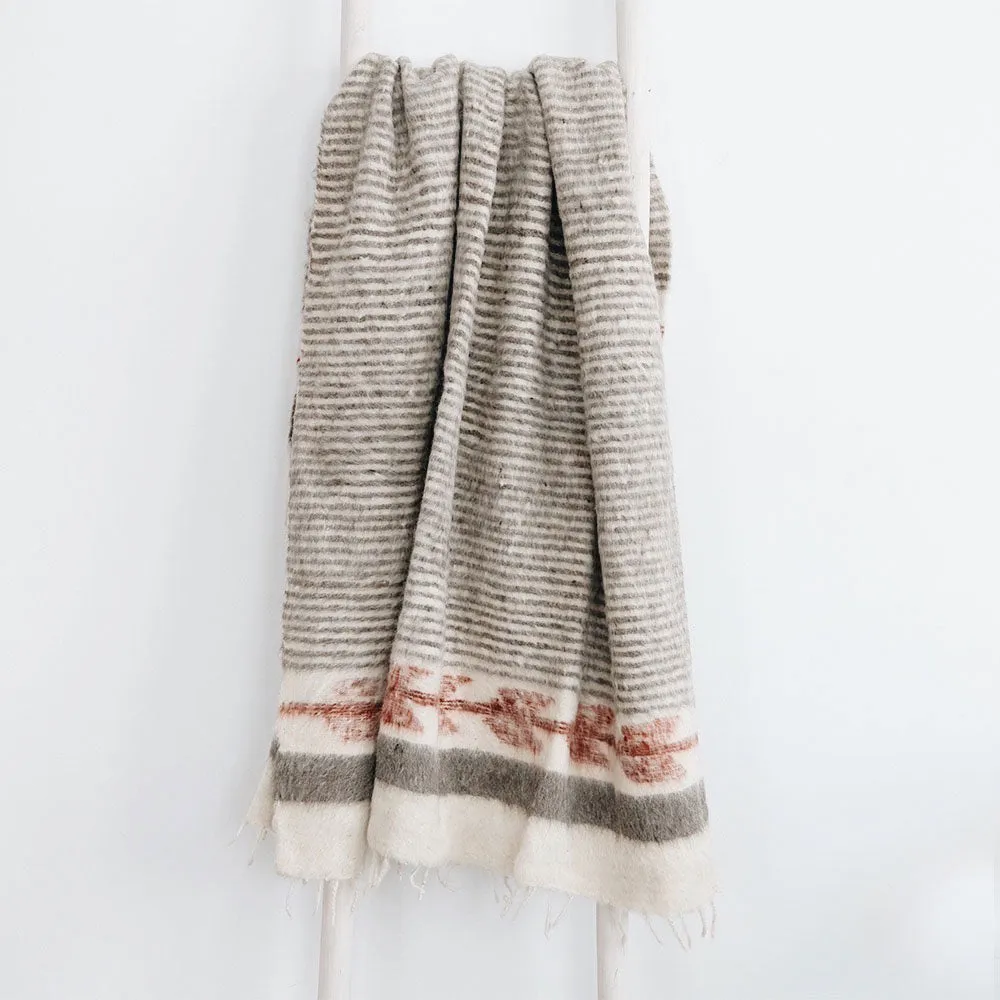 Hand-Loomed Blanket - Grey/Cayenne