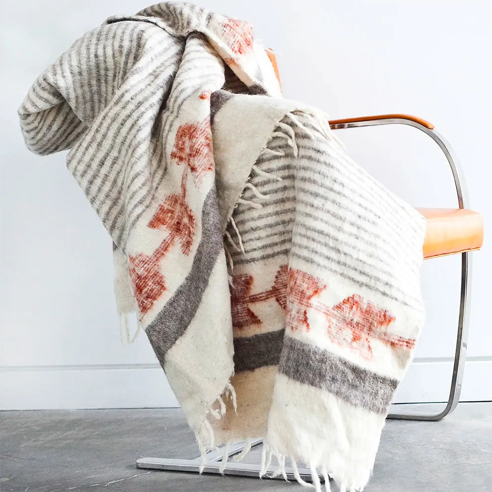 Hand-Loomed Blanket - Grey/Cayenne
