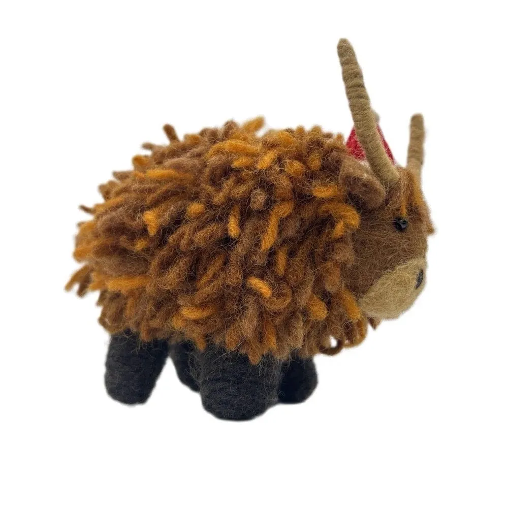 Highland Cow Christmas Felt Hanging Decoration by Amica