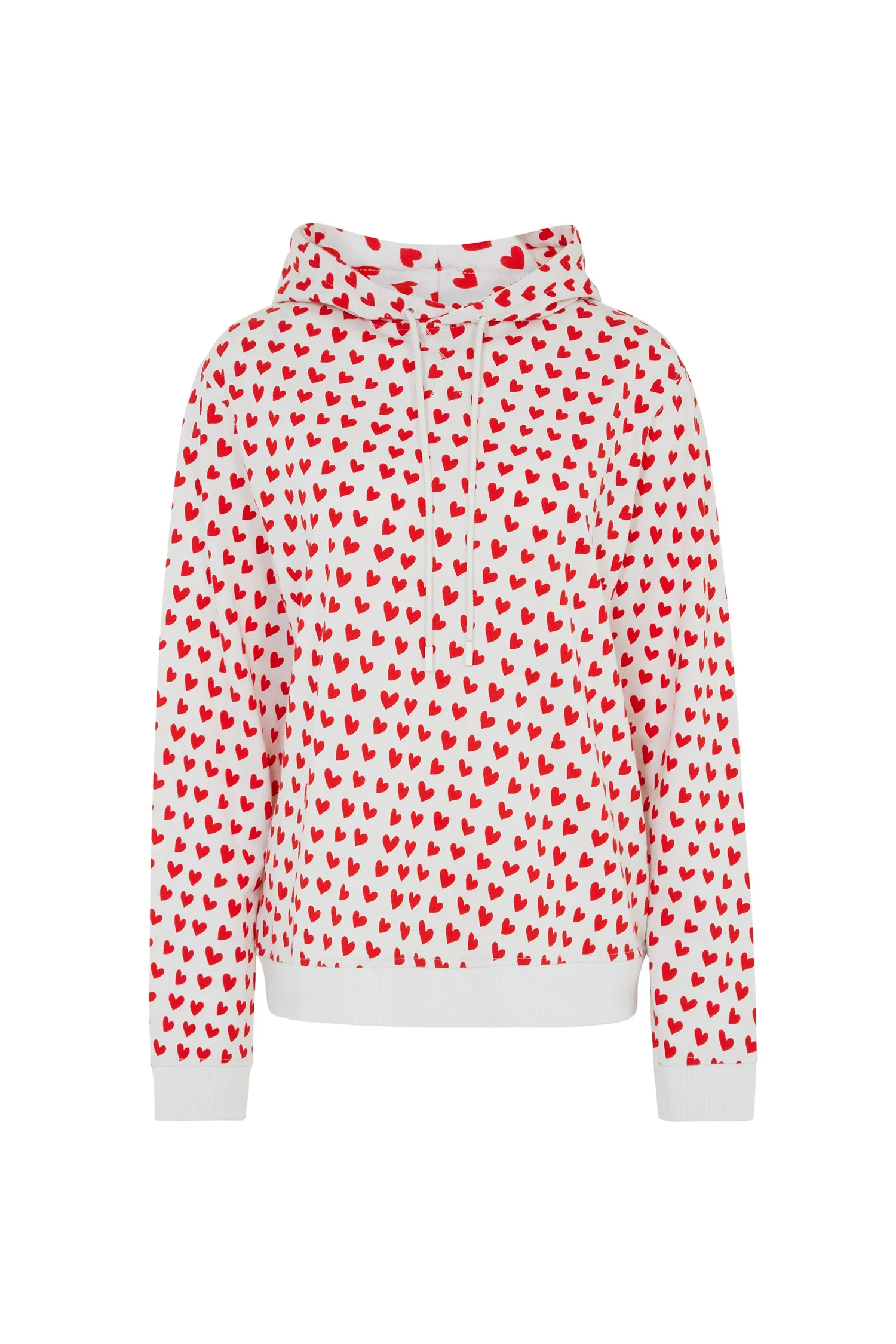 House Of Holland Merino Wool Red And White Heart Print Hoodie