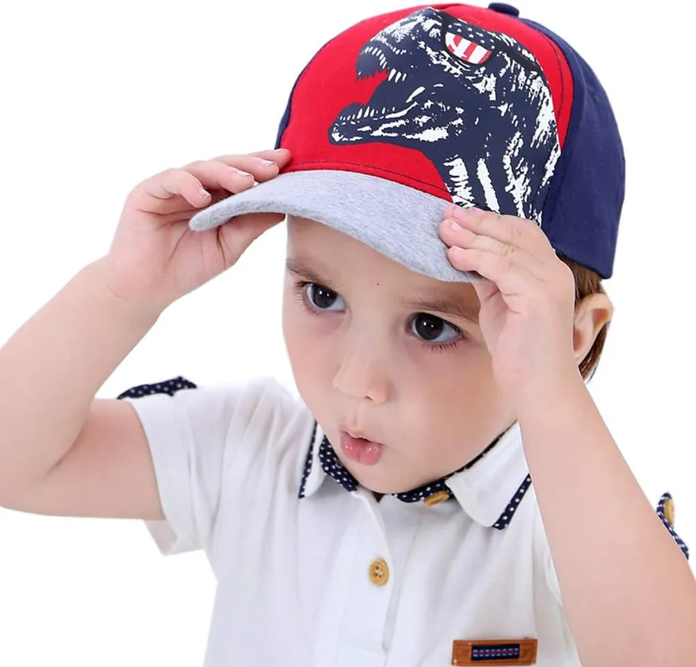 Julerwoo Kids Dinosaur & Shark Baseball Cap Fun Graphic Prints Adjustable Cap Sun Hats