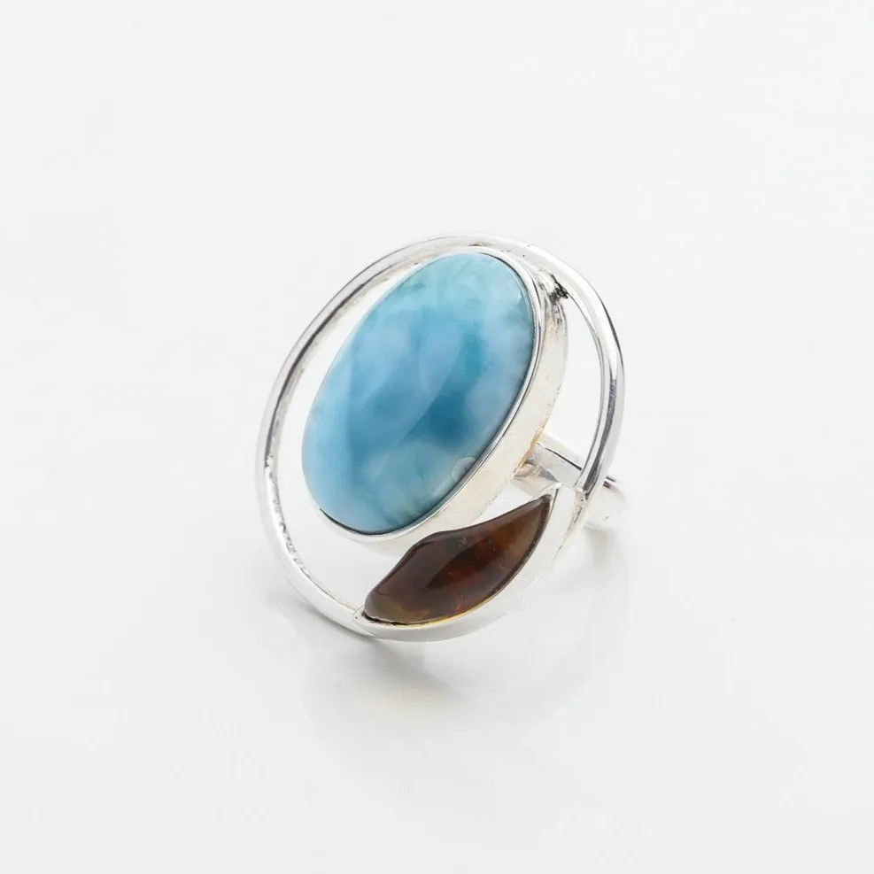 Larimar Amber Ring Isleña