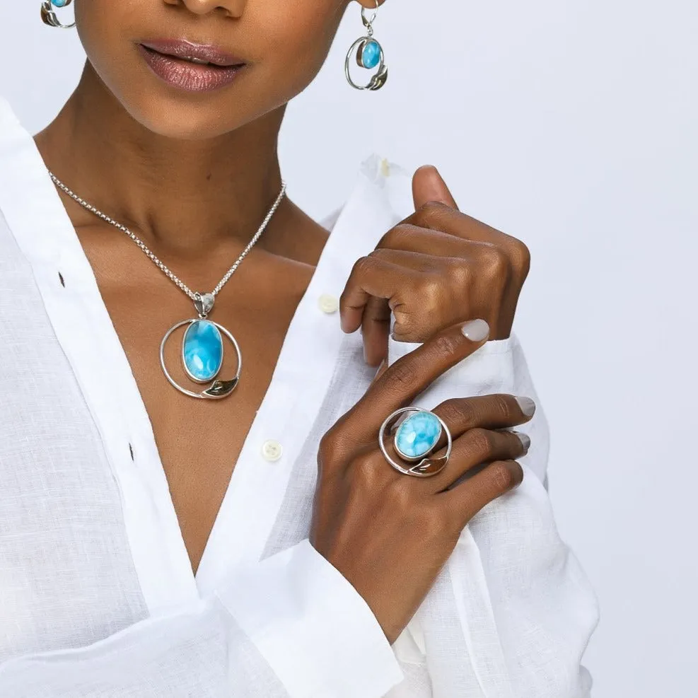Larimar Amber Ring Isleña