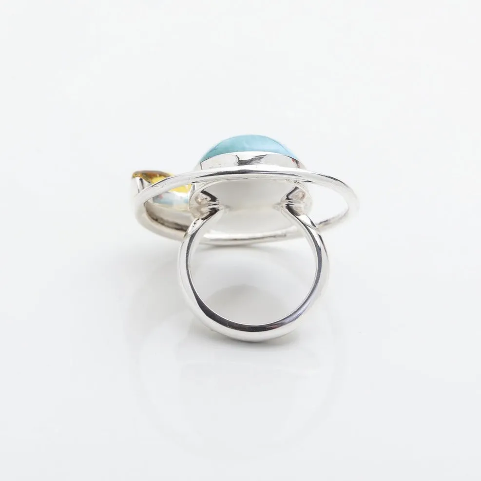 Larimar Amber Ring Isleña