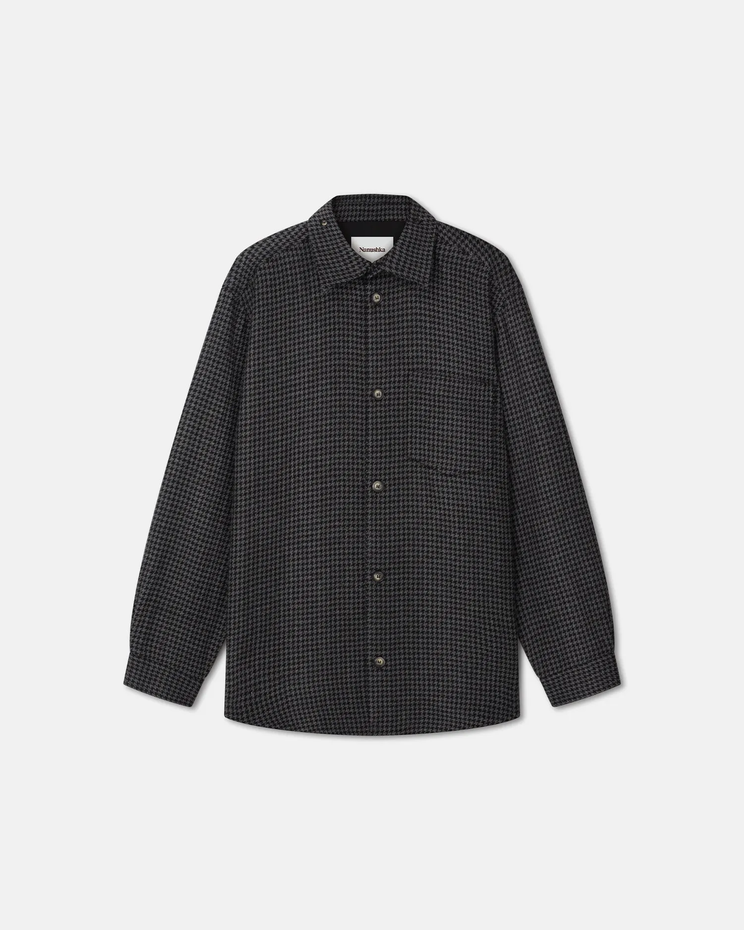 Matize - Sale Houndstooth Wool Shirt - Grey Black Houndstooth