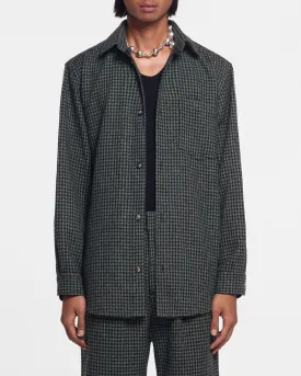 Matize - Sale Houndstooth Wool Shirt - Grey Black Houndstooth