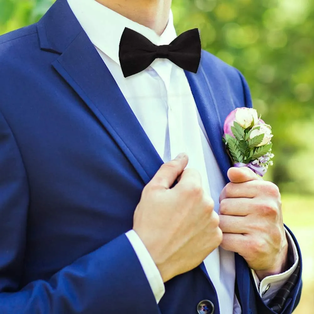 Men's Bowties Formal Satin Solid - 6/12 Pack Bow Ties Pre-tied Adjustable Ties for Men Many Colors Option in bulk