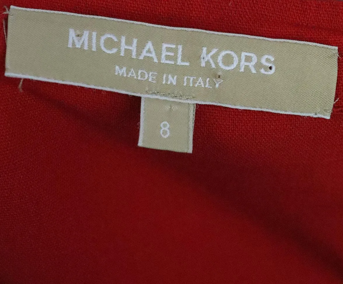 Michael Kors Red Wool Longsleeve Dress sz 8